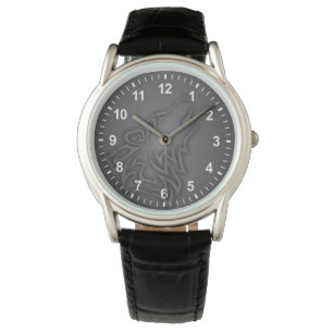 Howling Wolf Tribal Black Numbers Watch
