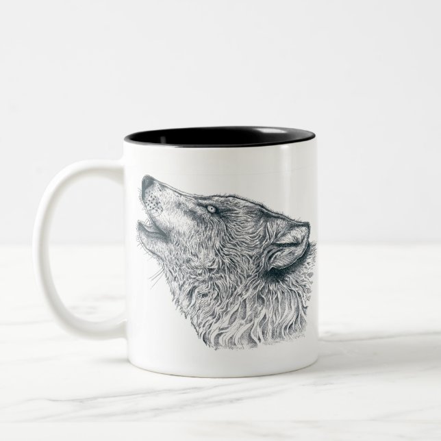 Howling Wolf Two-Tone Coffee Mug (Left)