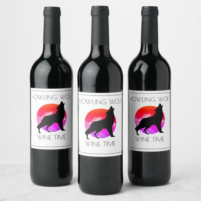 Howling Wolf Wine Time Wine Label (Bottles)