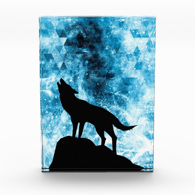 Howling Wolf Winter snowy blue smoke Abstract Photo Block (Front)