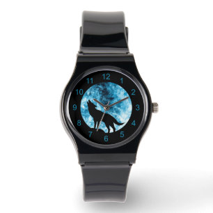 Howling Wolf Winter snowy blue smoke Abstract Watch