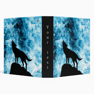 Howling Wolf Winter snowy blue smoke Custom text Binder