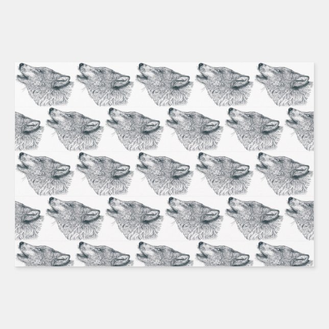Howling Wolf Wrapping Paper Sheet (Front)