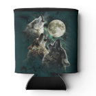 Howling Wolves Full Moon Starry Sky Can Cooler