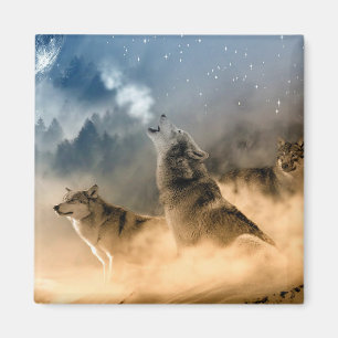 Howling Wolves Magnet