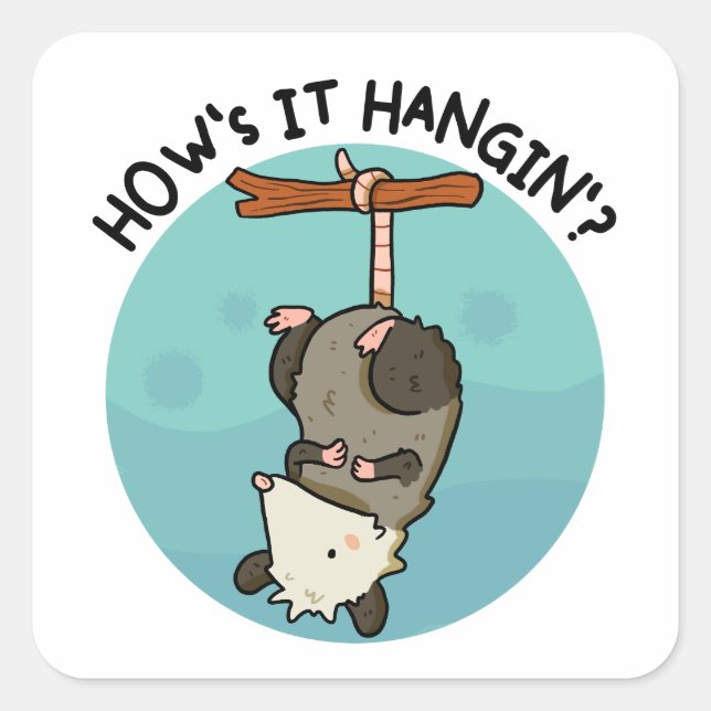 How's It Hangin' Possum Pun Sticker (Front)