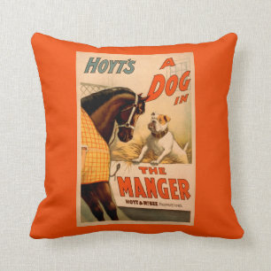 Hoyt's A dog in the Manger Theatre Poster Throw Pillow
