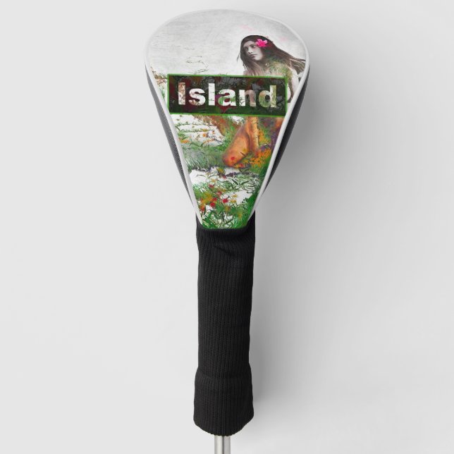 HQ Island Hula Girl With Flowers Golf Head Cover (Front)
