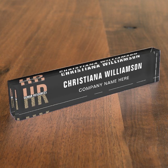 HR Human Resources Leopard Print HR Custom Nameplate (Side)