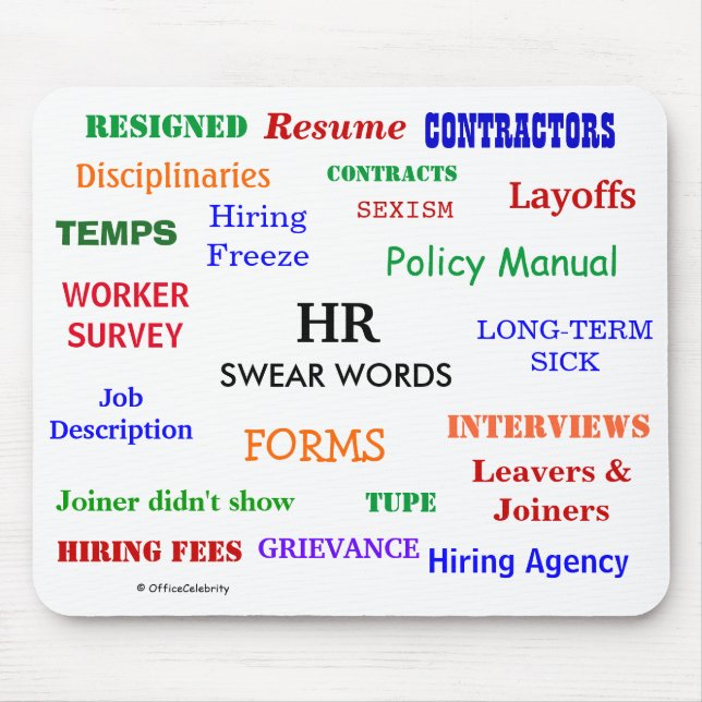 HR Human Resources Swear Words! Funny and Annoying Mouse Pad (Front)