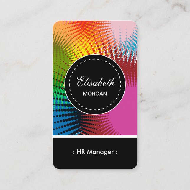 HR Manager- Colourful Abstract Pattern Business Card (Front)