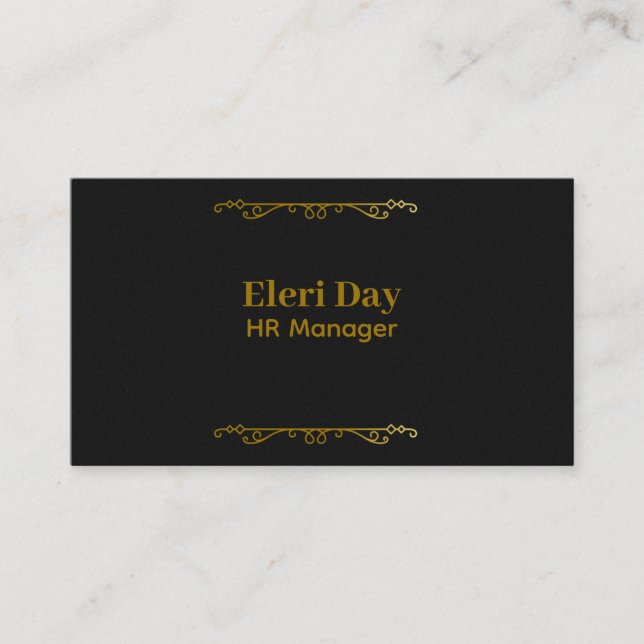 HR Manager Elegant Black  Business Card (Front)