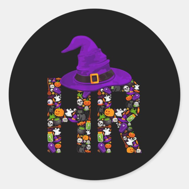 Hr Witch Human Resources Pumpkin Halloween Costume Classic Round Sticker (Front)