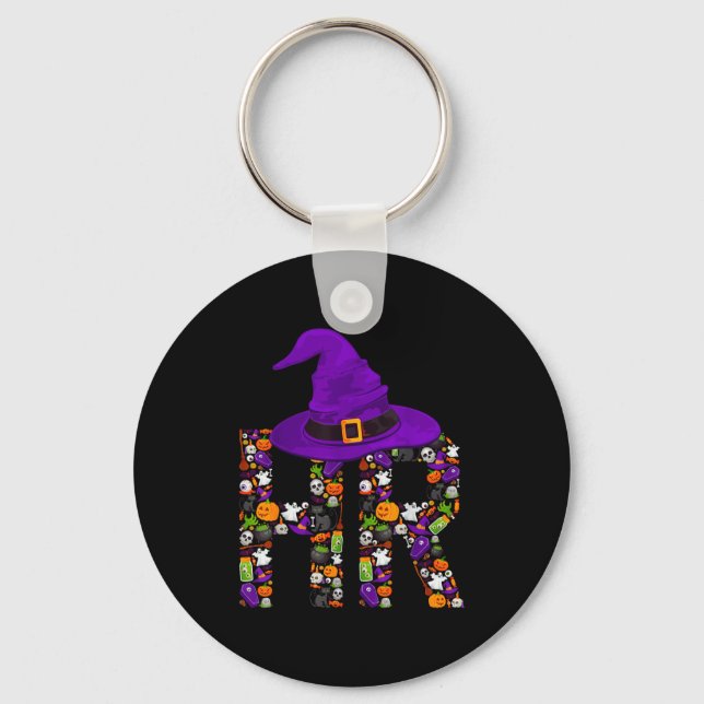 Hr Witch Human Resources Pumpkin Halloween Costume Keychain (Front)