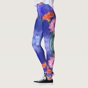 hree Colour Gerberas Leggings