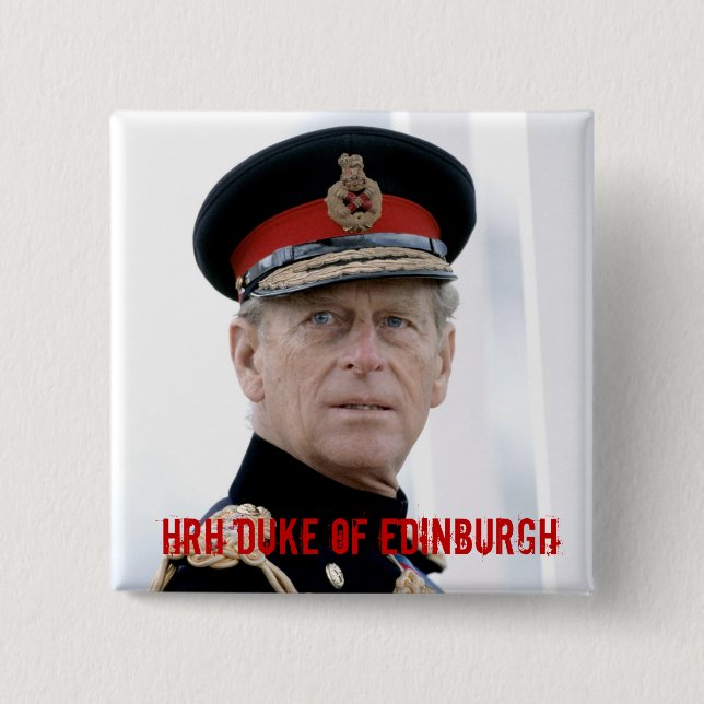 HRH Duke of Edinburgh 2 Inch Square Button (Front)