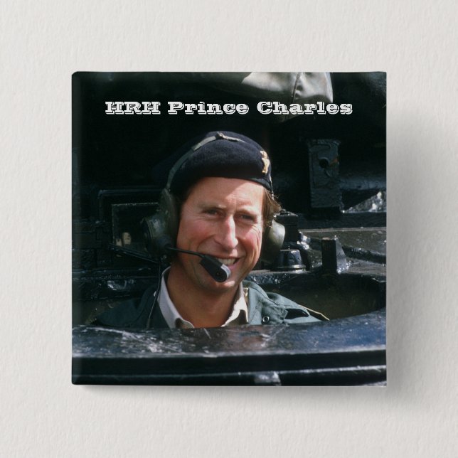 HRH Prince Charles 2 Inch Square Button (Front)
