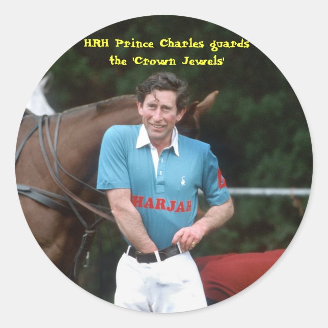 HRH Prince Charles guards the 'Crown Jewels' Classic Round Sticker (Front)