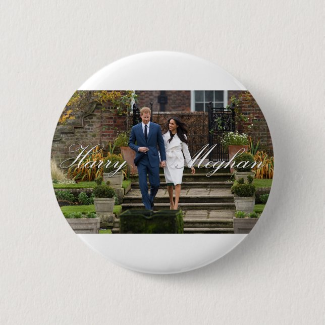HRH Prince Harry and Meghan Markle Royal Wedding 2 Inch Round Button (Front)