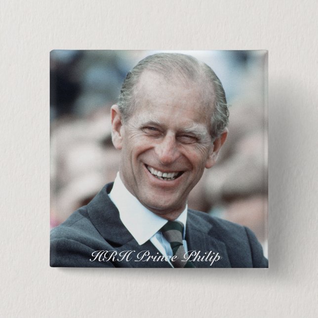 HRH Prince Philip 1983 2 Inch Square Button (Front)