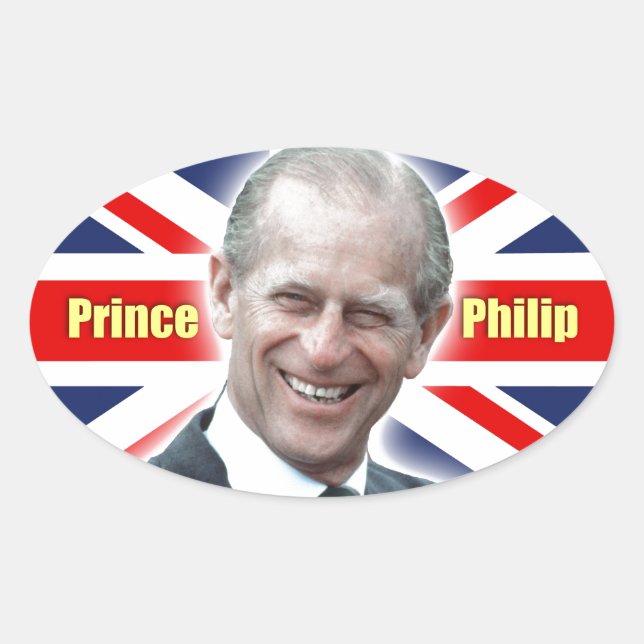 HRH Prince Philip - Super! Oval Sticker (Front)