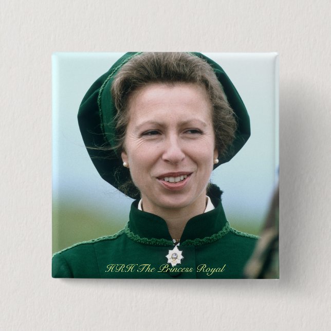 HRH Princess Anne Warminster 2 Inch Square Button (Front)
