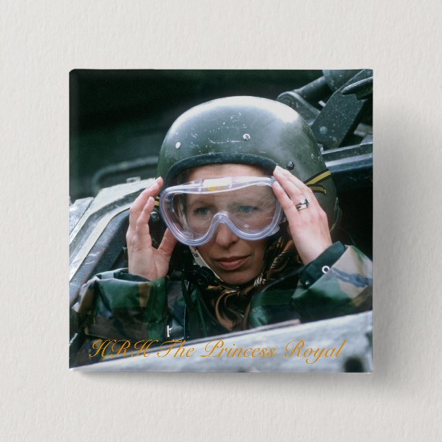 HRH The Princess Royal 1985 2 Inch Square Button (Front)