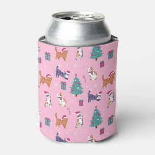 hristmas Cats and Trees Holiday Pattern Can Cooler