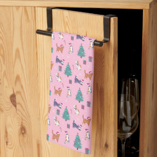 hristmas Cats and Trees Holiday Pattern Kitchen Towel