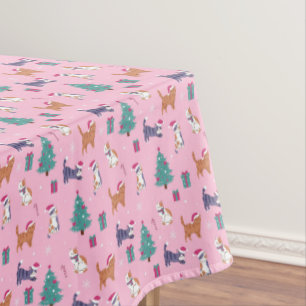hristmas Cats and Trees Holiday Pattern Tablecloth