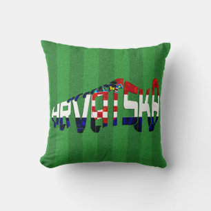 Hrvatska Croatia Soccer Calligram Throw Pillow