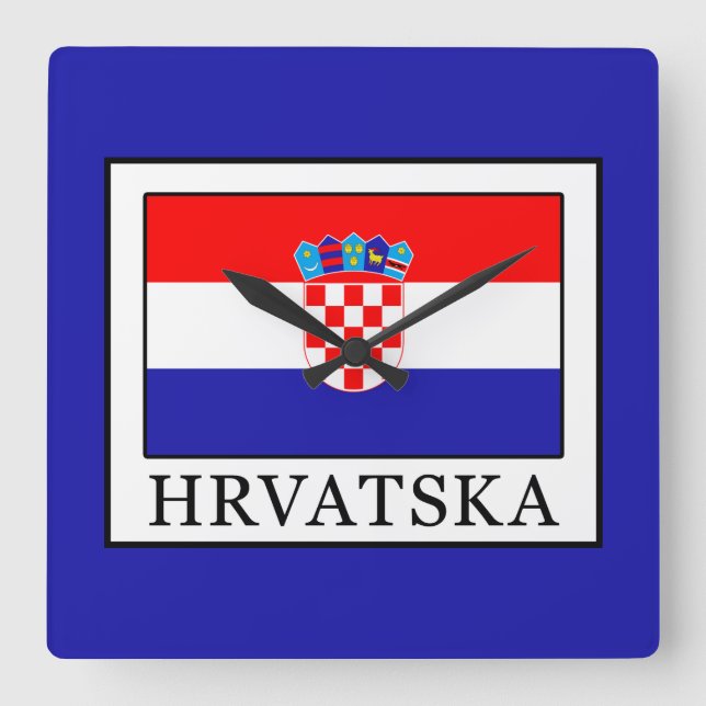 Hrvatska Square Wall Clock (Front)