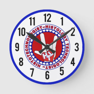 HTL HISTOTECHNOLOGIST SPECIALIST LOGO ROUND LAB CLOCK