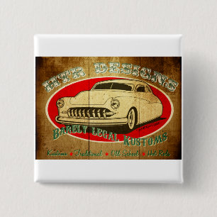 HTR Designs Barely Legal Kustoms Garage 2 Inch Square Button