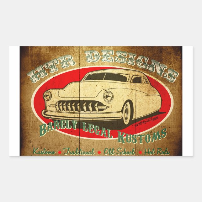 HTR Designs Barely Legal Kustoms Garage Sticker (Front)