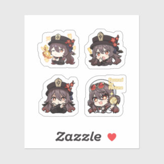 Hu Tao Genshin Impact 4 Pack Sticker Sheet