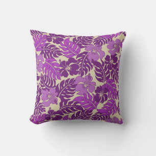 Huakini Bay Hawaiian Hibiscus Vintage Floral Throw Pillow