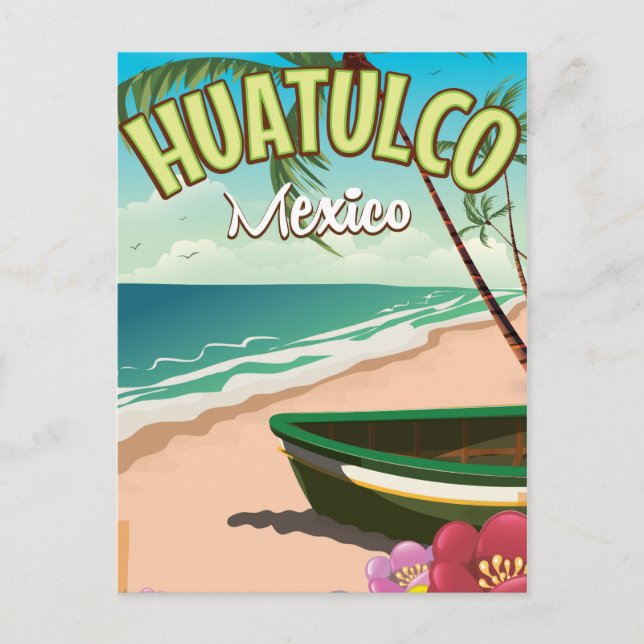 Huatulco Mexican travel poster Postcard (Front)