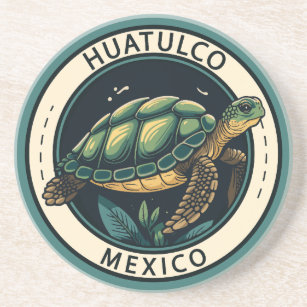 Huatulco Mexico Turtle Badge Coaster