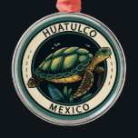 Huatulco Mexico Turtle Badge Metal Ornament<br><div class="desc">Huatulco vector art design. It’s known for sprawling pre-Hispanic ruins in nearby Parque Eco-Arqueológico Copalita,  including a ceremonial centre with a large stone temple and a ball court.</div>