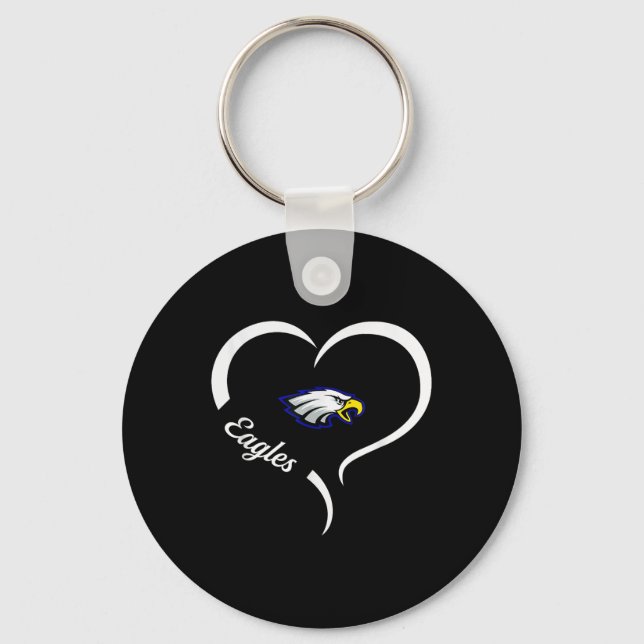 Hubbard Eagles Logo Half Heart Slogan Hs  Keychain (Front)