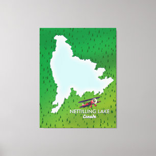 Hubbard lake Northern Michigan lake map Canvas Pri