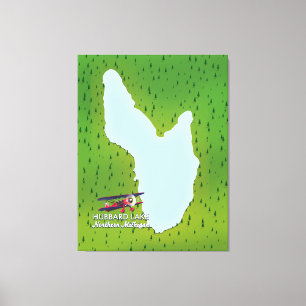 Hubbard lake Northern Michigan lake map Canvas Print