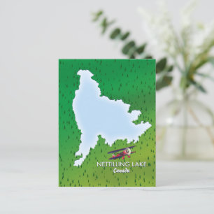 Hubbard lake Northern Michigan lake map Postcard