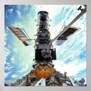 Hubble Space Telescope and astronauts Poster