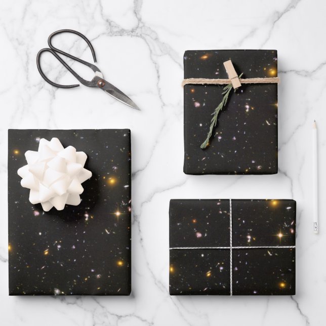 Hubble Space Telescope Field of Galaxies Wrapping Wrapping Paper Sheet (Front)