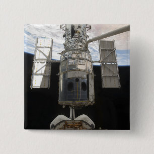 Hubble Space Telescope in Atlantis cargo bay 2 Inch Square Button