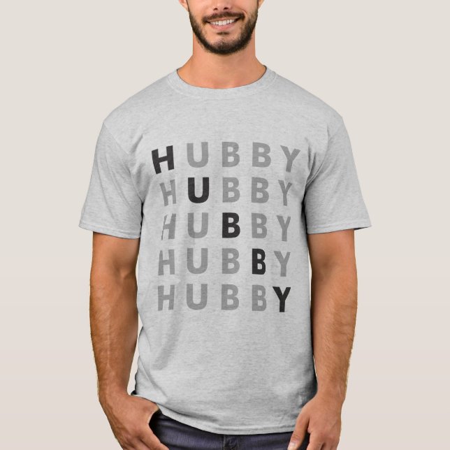 Hubby And Wifey Couple (Hubby) - Repeating Words T-Shirt (Front)