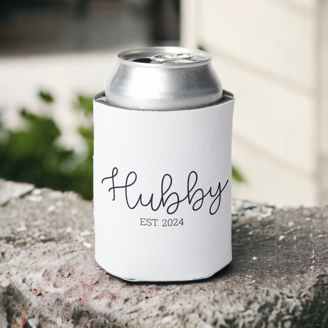 Hubby Black Script Personalized Year Can Cooler (Creator Uploaded)