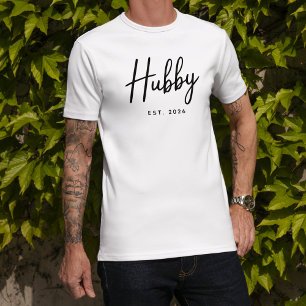 Hubby Black Script Typography Established Year T-Shirt